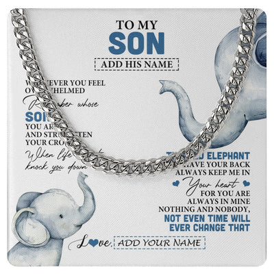 Cuban Link Chain Necklace Stainless Steel | 1 | Personalized To My Son Gifts Necklace From Mom Dad Mother Father Whenever Elephant Unique Birthday Gifts For Son Graduation Christmas Gift Box Message Card | siriusteestore.myshopify