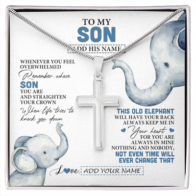 Stainless Cross Necklace Stainless Steel | 1 | Personalized To My Son Gifts Necklace From Mom Dad Mother Father Whenever Elephant Unique Birthday Gifts For Son Graduation Christmas Gift Box Message Card | siriusteestore.myshopify