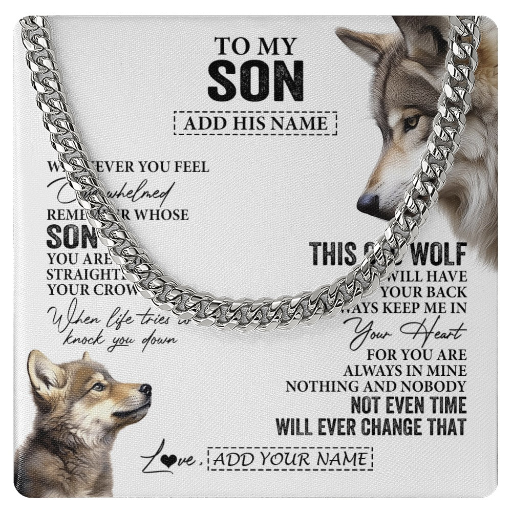 Cuban Link Chain Necklace Stainless Steel | 1 | Personalized To My Son Gifts Necklace From Mom Dad Mother Father Whenever Wolf Unique Birthday Gifts For Son Graduation Christmas Custom Gift Box Message Card | https://siriusteestore.