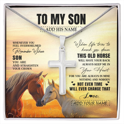 Stainless Cross Necklace Stainless Steel | 1 | Personalized To My Son Gifts Necklace From Mom Dad Mother Whenever Horse Unique Birthday Gifts For Son Graduation Christmas Custom Gift Box Message Card | siriusteestore.myshopify
