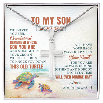 Stainless Cross Necklace Stainless Steel | 1 | Personalized To My Son Gifts Necklace From Mom Dad Mother Whenever Turtle Unique Birthday Gifts For Son Graduation Christmas Custom Gift Box Message Card | https://siriusteestore.