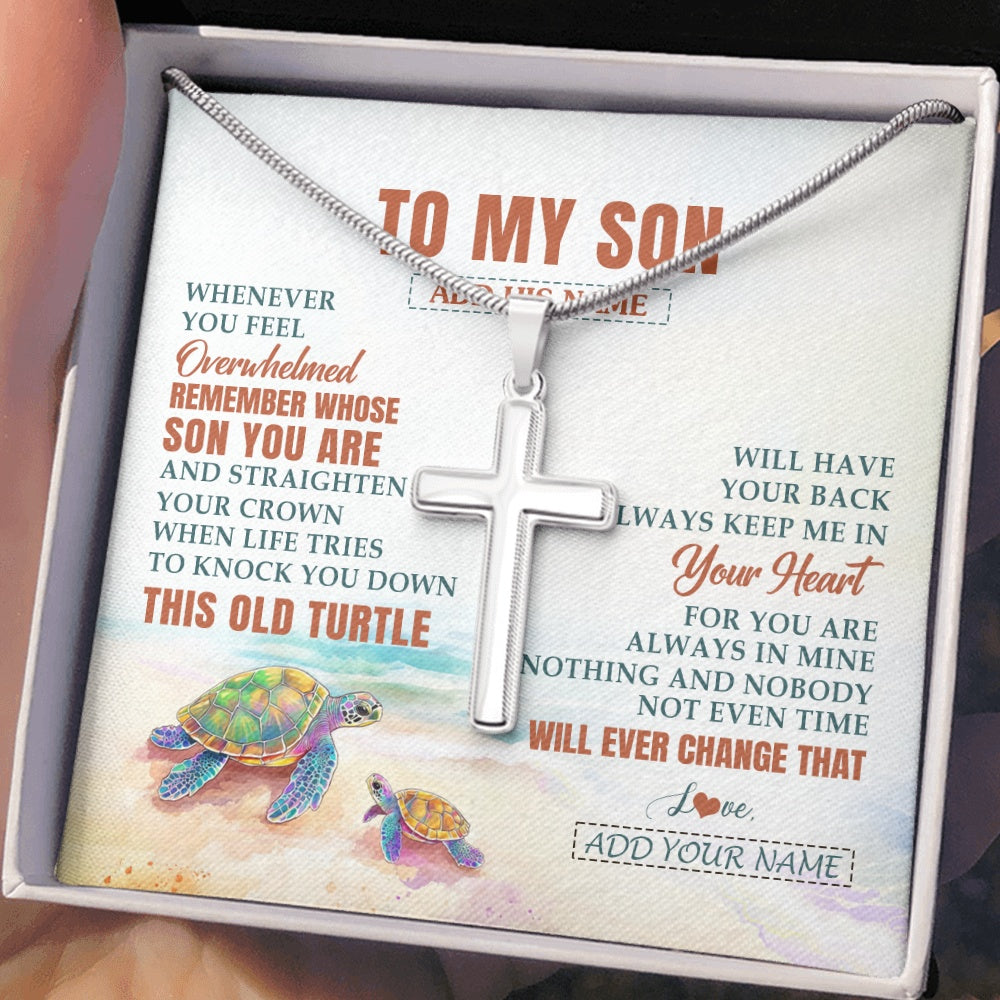 Stainless Cross Necklace Stainless Steel | 2 | Personalized To My Son Gifts Necklace From Mom Dad Mother Whenever Turtle Unique Birthday Gifts For Son Graduation Christmas Custom Gift Box Message Card | https://siriusteestore.