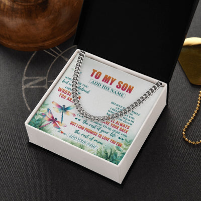 Cuban Link Chain Necklace Stainless Steel | 2 | Personalized To My Son Gifts Necklace From Mom Dad Mother Whenever You Feel Dragonfly Son Birthday Gifts Graduation Christmas Custom Gift Box Message Card | https://siriusteestore.