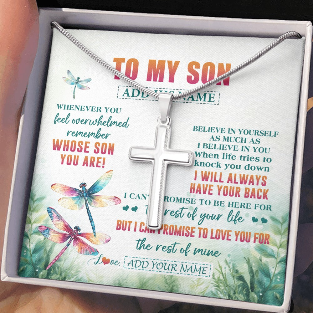 Stainless Cross Necklace Stainless Steel | 2 | Personalized To My Son Gifts Necklace From Mom Dad Mother Whenever You Feel Dragonfly Son Birthday Gifts Graduation Christmas Custom Gift Box Message Card | https://siriusteestore.