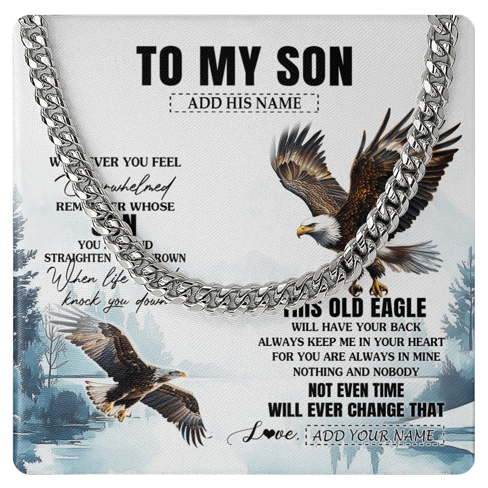 Cuban Link Chain Necklace Stainless Steel | 1 | Personalized To My Son Gifts Necklace From Mom Dad Whenever Eagle Unique Birthday Gifts For Son Graduation Christmas Keepsake Custom Gift Box Message Card | https://siriusteestore.