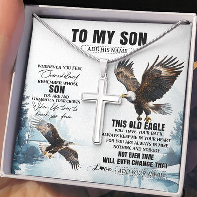 Stainless Cross Necklace Stainless Steel | 2 | Personalized To My Son Gifts Necklace From Mom Dad Whenever Eagle Unique Birthday Gifts For Son Graduation Christmas Keepsake Custom Gift Box Message Card | https://siriusteestore.