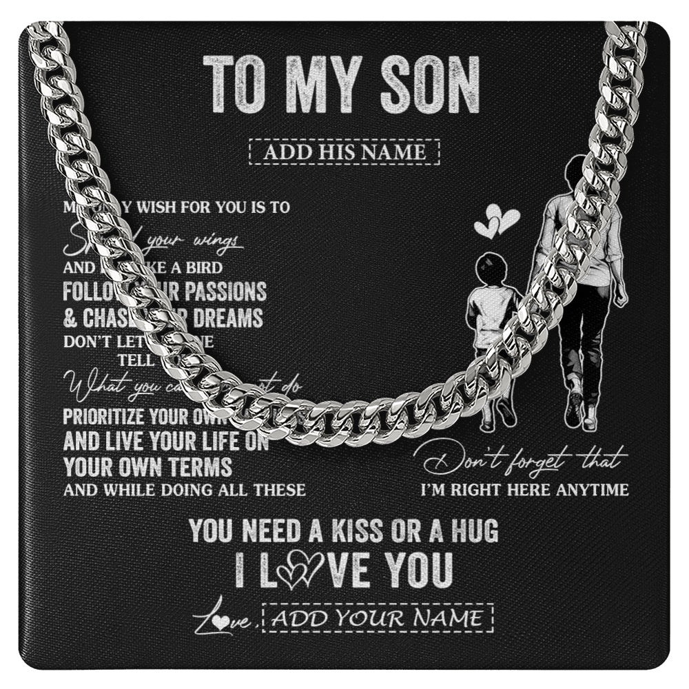 Cuban Link Chain Necklace Stainless Steel | 1 | Personalized To My Son Gifts Necklace From Mom Mother My Only Wish For You Son Birthday Gifts Graduation Christmas Customized Gift Box Message Card | siriusteestore.myshopify