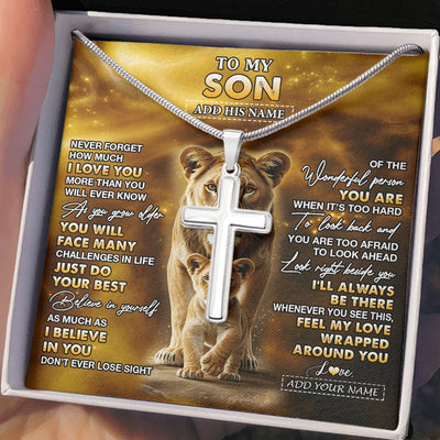 Stainless Cross Necklace Stainless Steel | 2 | Personalized To My Son Gifts Necklace From Mom Mother Never Forget How Much I Love You Lion Son Birthday Gifts Christmas Custom Gift Box Message Card | https://siriusteestore.