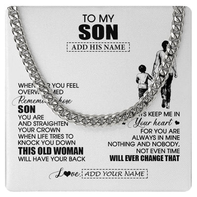 Cuban Link Chain Necklace Stainless Steel | 1 | Personalized To My Son Gifts Necklace From Mom Mother Whenever Woman Unique Birthday Gifts For Son Graduation Christmas Customized Gift Box Message Card | siriusteestore.myshopify
