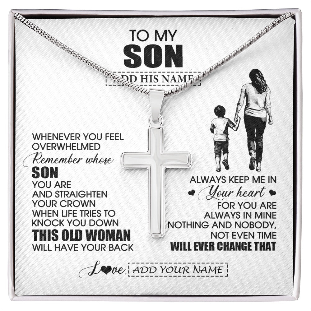 Stainless Cross Necklace Stainless Steel | 1 | Personalized To My Son Gifts Necklace From Mom Mother Whenever Woman Unique Birthday Gifts For Son Graduation Christmas Customized Gift Box Message Card | siriusteestore.myshopify