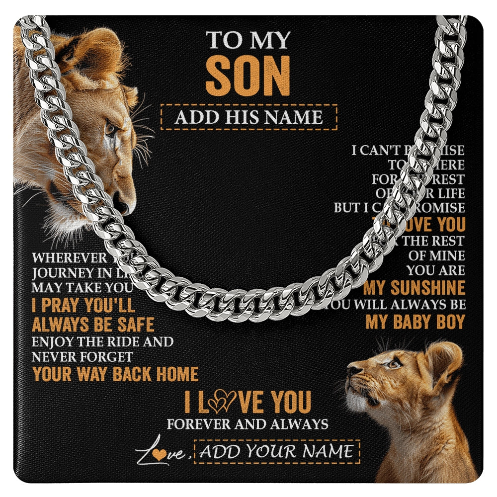 Cuban Link Chain Necklace Stainless Steel | 1 | Personalized To My Son Gifts Necklace From Mom Mother Wherever Your Journey In Life Lion Daughter Birthday Gifts Christmas Custom Gift Box Message Card | https://siriusteestore.