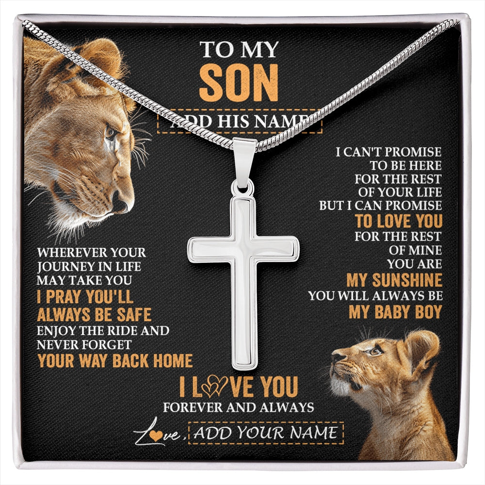 Stainless Cross Necklace Stainless Steel | 1 | Personalized To My Son Gifts Necklace From Mom Mother Wherever Your Journey In Life Lion Daughter Birthday Gifts Christmas Custom Gift Box Message Card | https://siriusteestore.