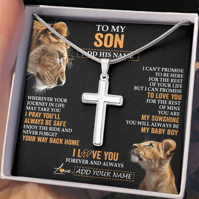 Stainless Cross Necklace Stainless Steel | 2 | Personalized To My Son Gifts Necklace From Mom Mother Wherever Your Journey In Life Lion Daughter Birthday Gifts Christmas Custom Gift Box Message Card | https://siriusteestore.