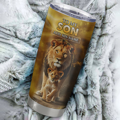 Personalized To My Son Gifts Tumbler From Dad Father Never Forget How Much I Love You Lion Son Birthday Gifts Christmas Custom Stainless Steel Travel Mug | siriusteestore