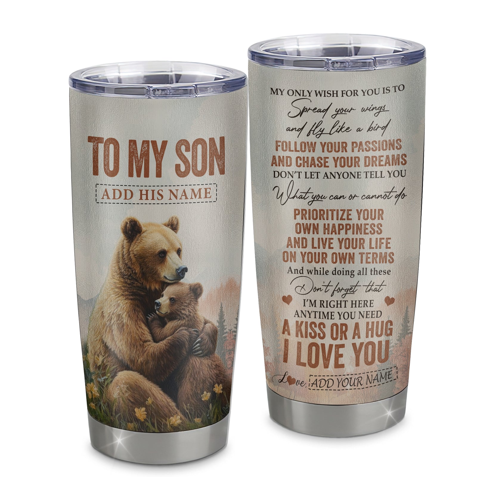 Personalized To My Son Gifts Tumbler From Mom Dad Mother Father Bear My Only Wish For You Son Birthday Gifts Graduation Christmas Custom Stainless Steel Cup Travel Mug | siriusteestore