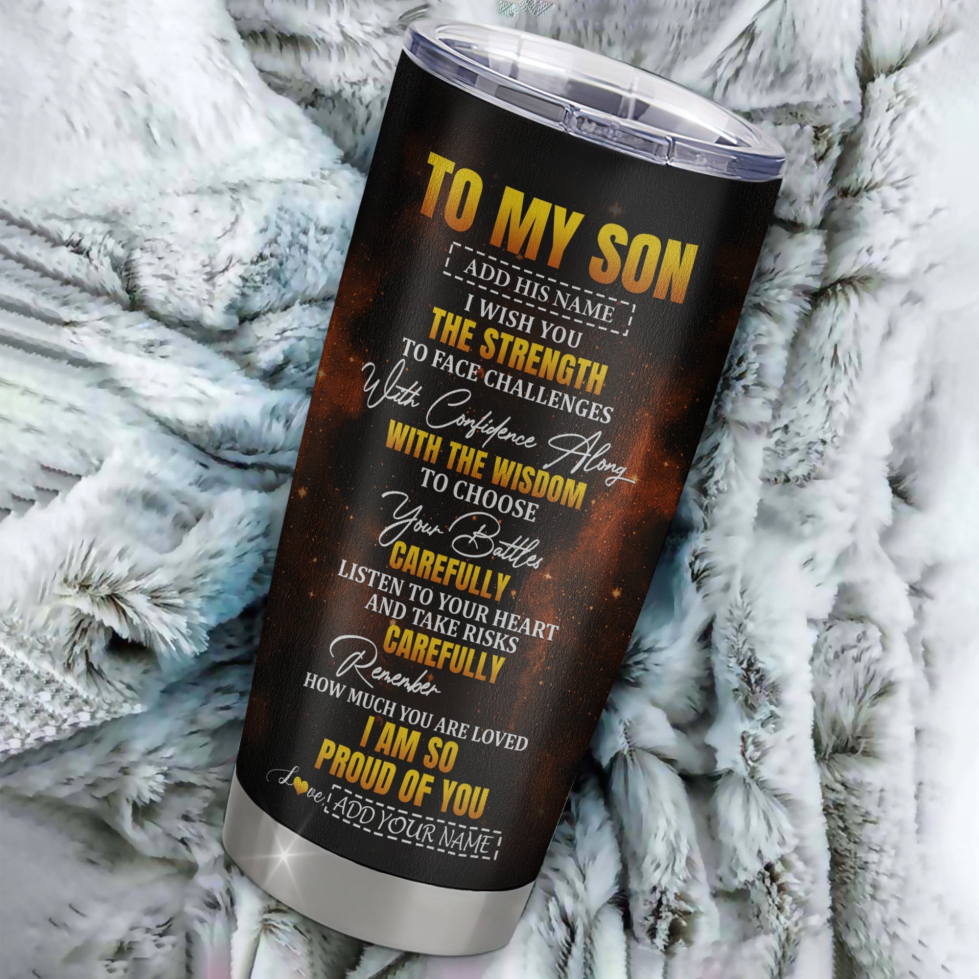 Personalized To My Son Gifts Tumbler From Mom Dad Mother Father I Wish You The Strength Horse Son Birthday Gifts Christmas Graduation Custom Stainless Steel Travel Mug | siriusteestore