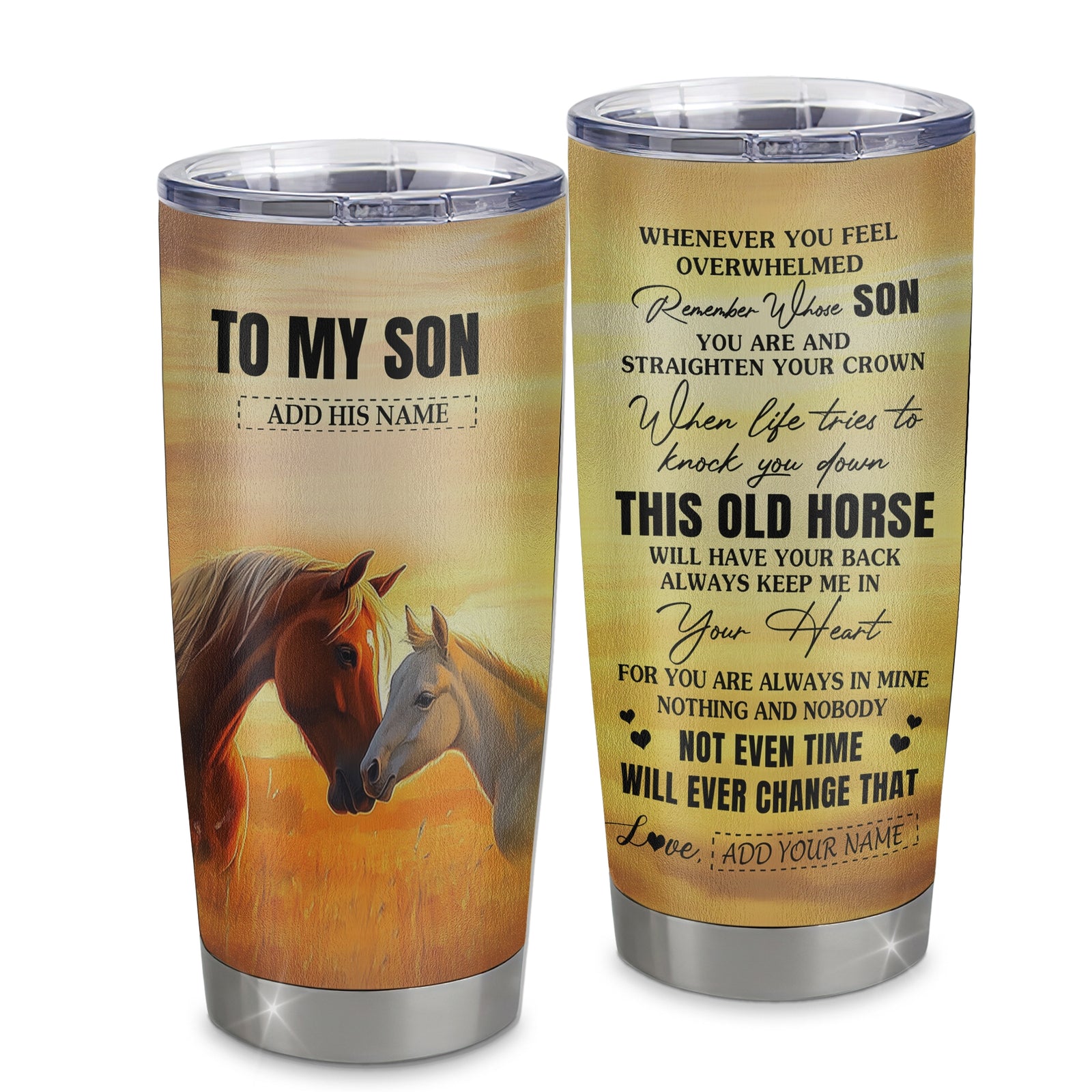 Personalized To My Son Gifts Tumbler From Mom Dad Mother Father Whenever Horse Unique Birthday Gifts For Son Graduation Christmas Custom Stainless Steel Cup Travel Mug | siriusteestore