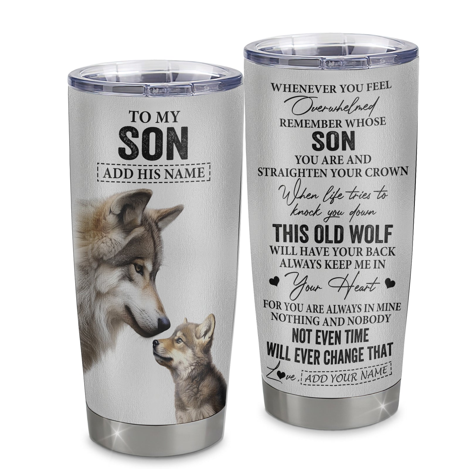 Personalized To My Son Gifts Tumbler From Mom Dad Mother Father Whenever Wolf Unique Birthday Gifts For Son Graduation Christmas Custom Stainless Steel Cup Travel Mug | siriusteestore