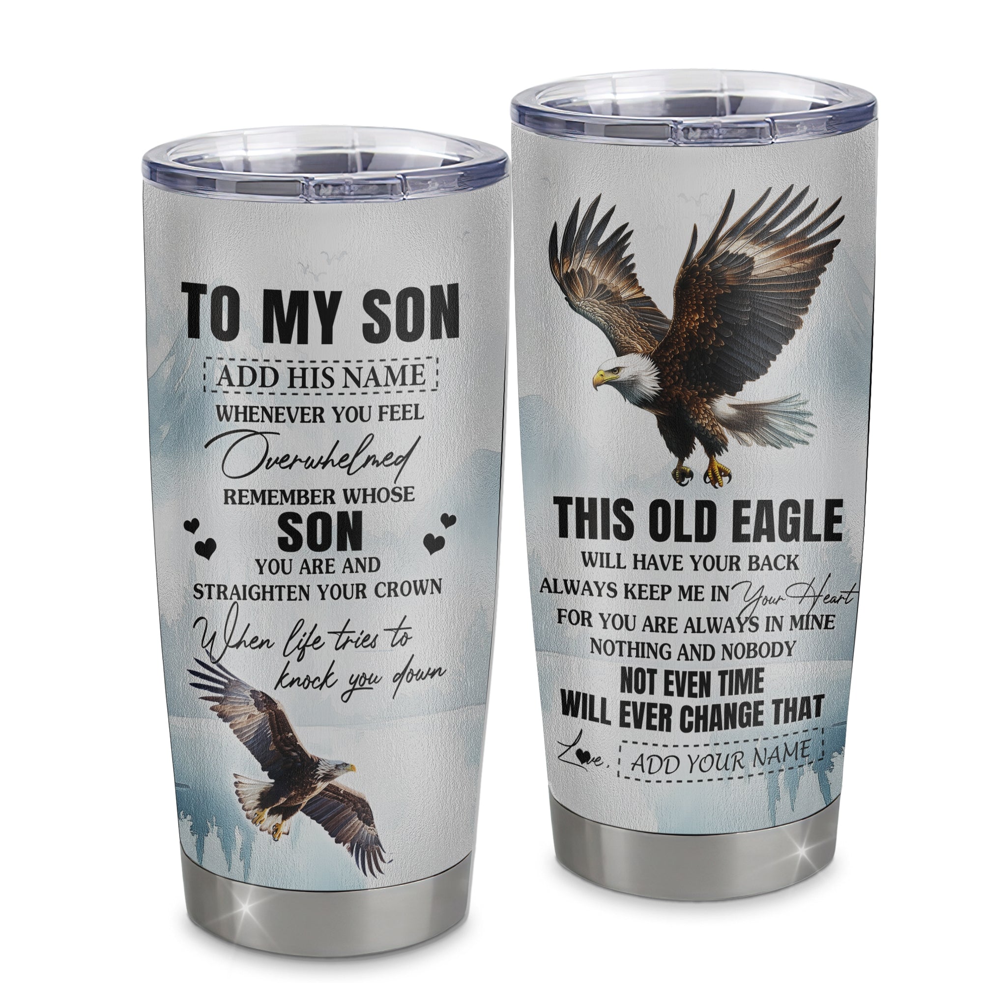 Personalized To My Son Gifts Tumbler From Mom Dad Whenever Eagle Unique Birthday Gifts For Son Graduation Christmas Stainless Steel Insulated Custom Mug | siriusteestore