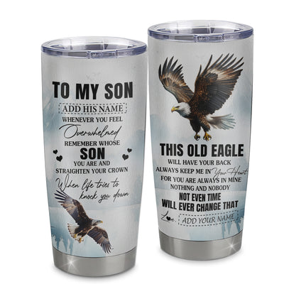 Personalized To My Son Gifts Tumbler From Mom Dad Whenever Eagle Unique Birthday Gifts For Son Graduation Christmas Stainless Steel Insulated Custom Mug | siriusteestore