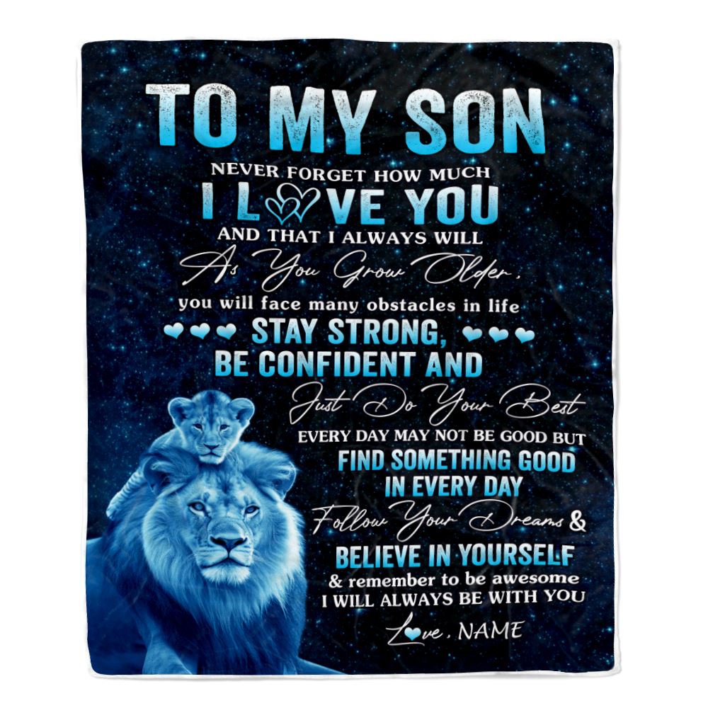 Personalized To My Son I Love You Forever Blanket From Dad Father Lion Son Birthday Gifts Graduation Christmas Customized Bed Fleece Throw Blanket | siriusteestore