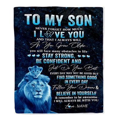 Personalized To My Son I Love You Forever Blanket From Dad Father Lion Son Birthday Gifts Graduation Christmas Customized Bed Fleece Throw Blanket | siriusteestore