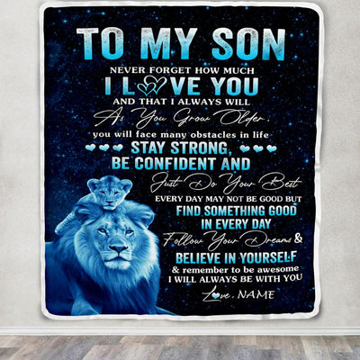 Personalized To My Son I Love You Forever Blanket From Dad Father Lion Son Birthday Gifts Graduation Christmas Customized Bed Fleece Throw Blanket | siriusteestore