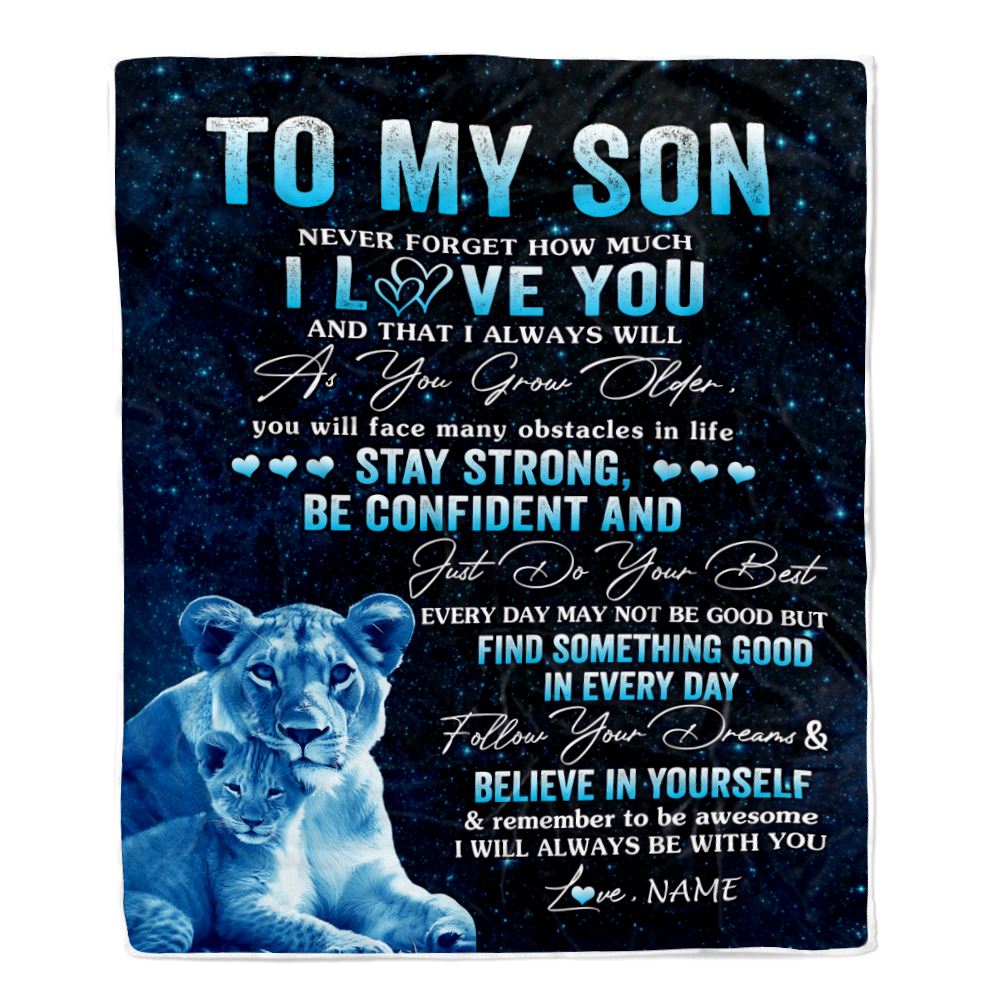 Personalized To My Son I Love You Forever Blanket From Mom Mother Lion Son Birthday Gifts Graduation Christmas Customized Bed Fleece Throw Blanket | siriusteestore
