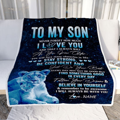 Personalized To My Son I Love You Forever Blanket From Mom Mother Lion Son Birthday Gifts Graduation Christmas Customized Bed Fleece Throw Blanket | siriusteestore