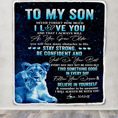 Personalized To My Son I Love You Forever Blanket From Mom Mother Lion Son Birthday Gifts Graduation Christmas Customized Bed Fleece Throw Blanket | siriusteestore