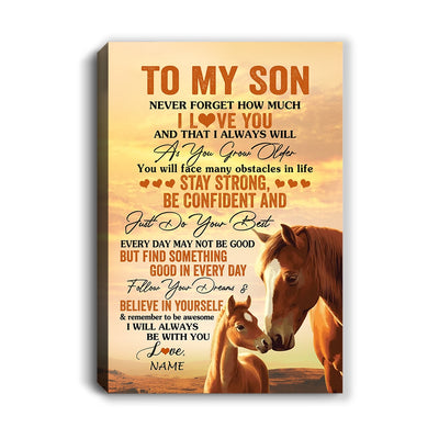 Personalized To My Son I Love You Forever Canvas From Mom Dad Mother Father Horse Son Birthday Gifts Graduation Christmas Custom Wall Art Print Framed Canvas | siriusteestore