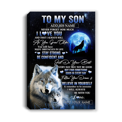 Personalized To My Son I Love You Forever Canvas From Mom Dad Mother Father Wolf Son Birthday Gifts Graduation Christmas Custom Wall Art Print Framed Canvas | siriusteestore