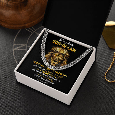 Cuban Link Chain Necklace Stainless Steel | 2 | Personalized To My Son In Law Necklace From Mother In Law I Didn'T Give You The Gift Of Life Lion Son In Law Birthday Christmas Customized Gift Box Message Card | siriusteestore