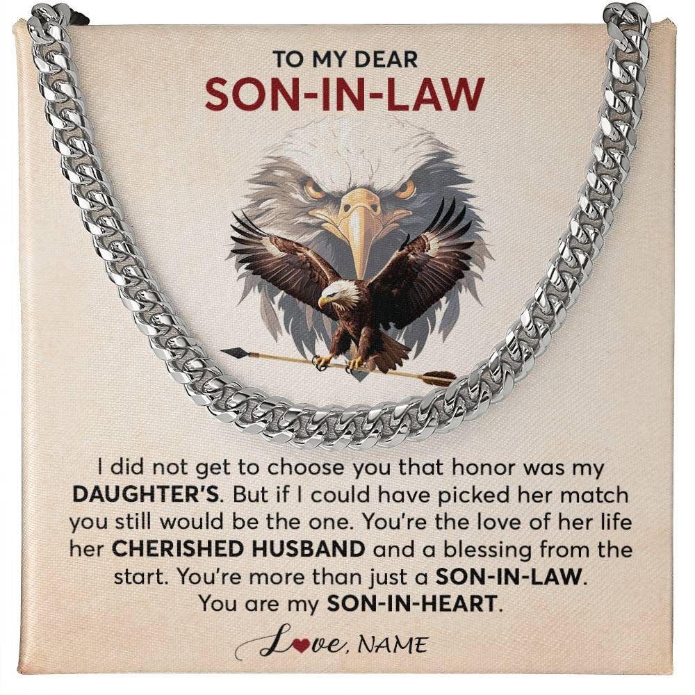 Cuban Link Chain Necklace Stainless Steel | 1 | Personalized To My Son In Law Necklace From Mother In Law Mom I Did Not Get To Choose You That Honor Son In Law Birthday Customized Gift Box Message Card | siriusteestore