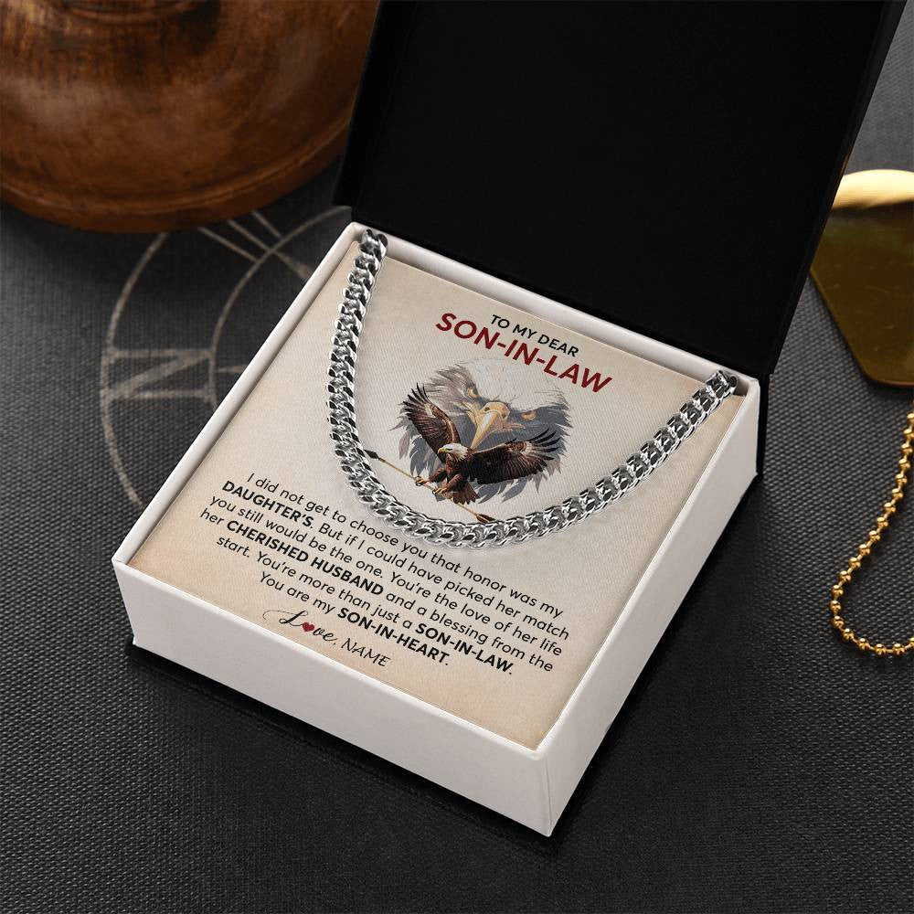 Cuban Link Chain Necklace Stainless Steel | 2 | Personalized To My Son In Law Necklace From Mother In Law Mom I Did Not Get To Choose You That Honor Son In Law Birthday Customized Gift Box Message Card | siriusteestore