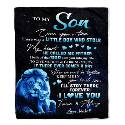 Personalized To My Son Lion Blanket From Dad Father I'll Stay There Forever Son Birthday Graduation Christmas Customized Bed Quilt Fleece Throw Blanket | siriusteestore