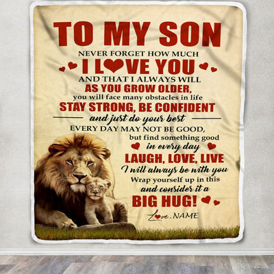 Personalized To My Son Lion Blanket From Dad Father Never Forget How Much I Love You Son Birthday Graduation Christmas Customized Bed Fleece Blanket | siriusteestore