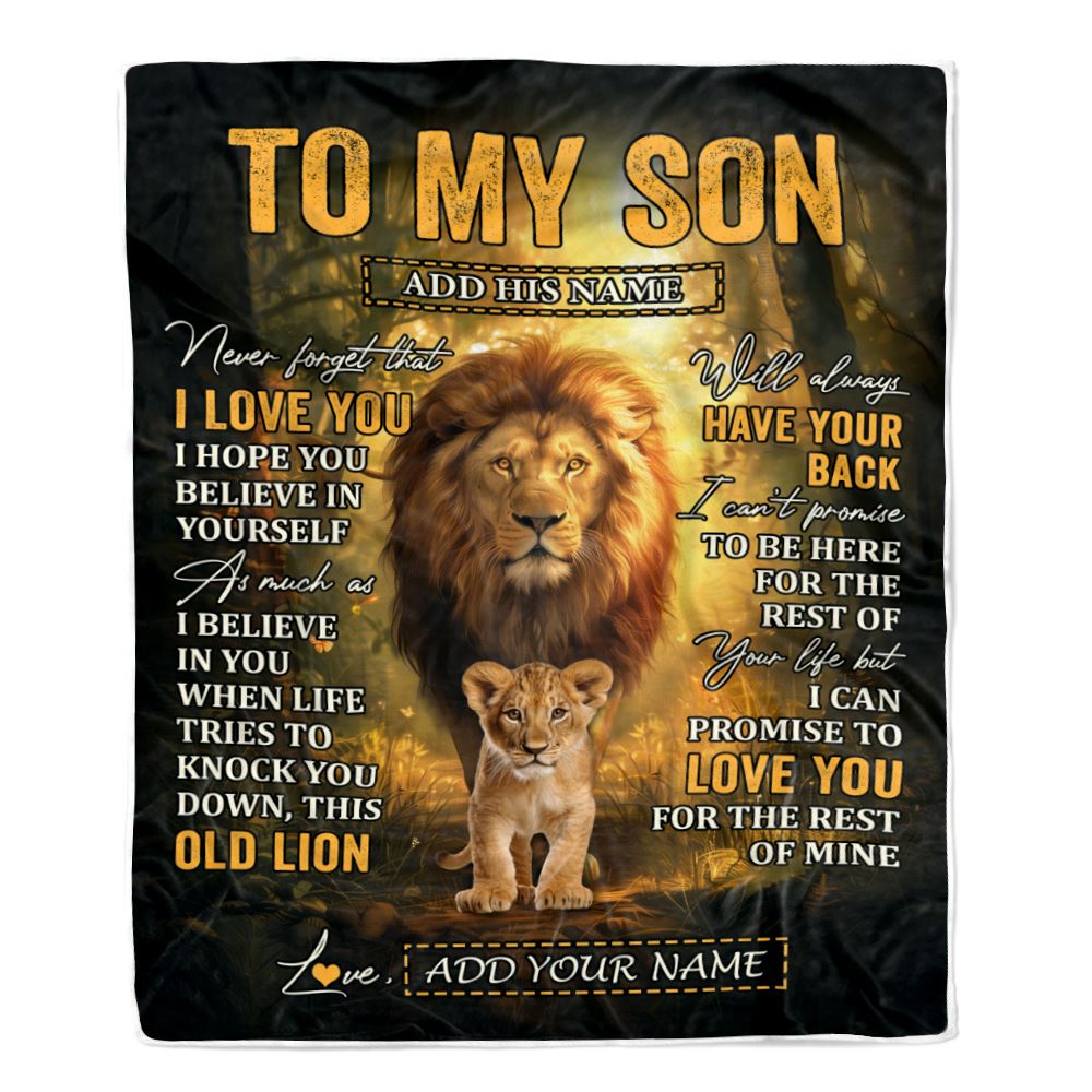 Personalized To My Son Lion Blanket From Dad Father Never Forget That I Love You Son Birthday Gifts Graduation Christmas Customized Fleece Throw Blanket | siriusteestore