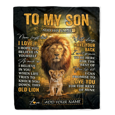Personalized To My Son Lion Blanket From Dad Father Never Forget That I Love You Son Birthday Gifts Graduation Christmas Customized Fleece Throw Blanket | siriusteestore