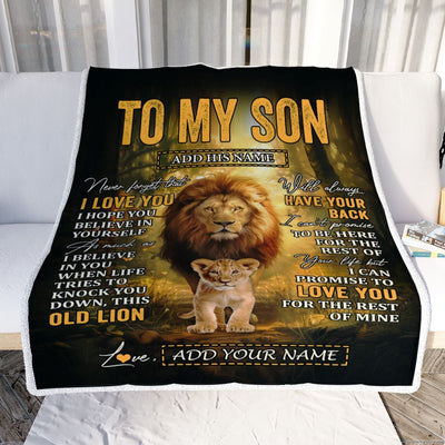Personalized To My Son Lion Blanket From Dad Father Never Forget That I Love You Son Birthday Gifts Graduation Christmas Customized Fleece Throw Blanket | siriusteestore