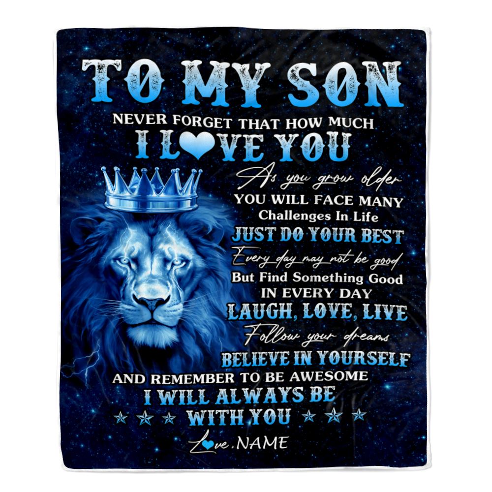 Personalized To My Son Lion Blanket From Mom Dad Mother I Love You Lion Ideas For Son Birthday Gifts Graduation Christmas Customized Fleece Throw Blanket | siriusteestore