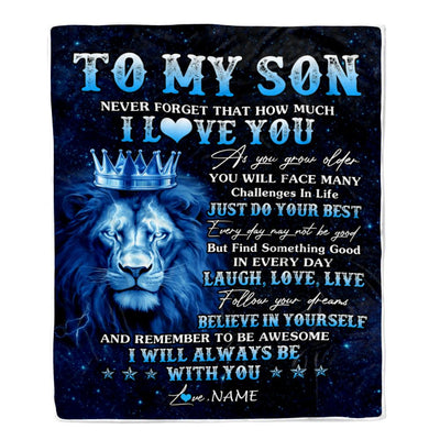 Personalized To My Son Lion Blanket From Mom Dad Mother I Love You Lion Ideas For Son Birthday Gifts Graduation Christmas Customized Fleece Throw Blanket | siriusteestore