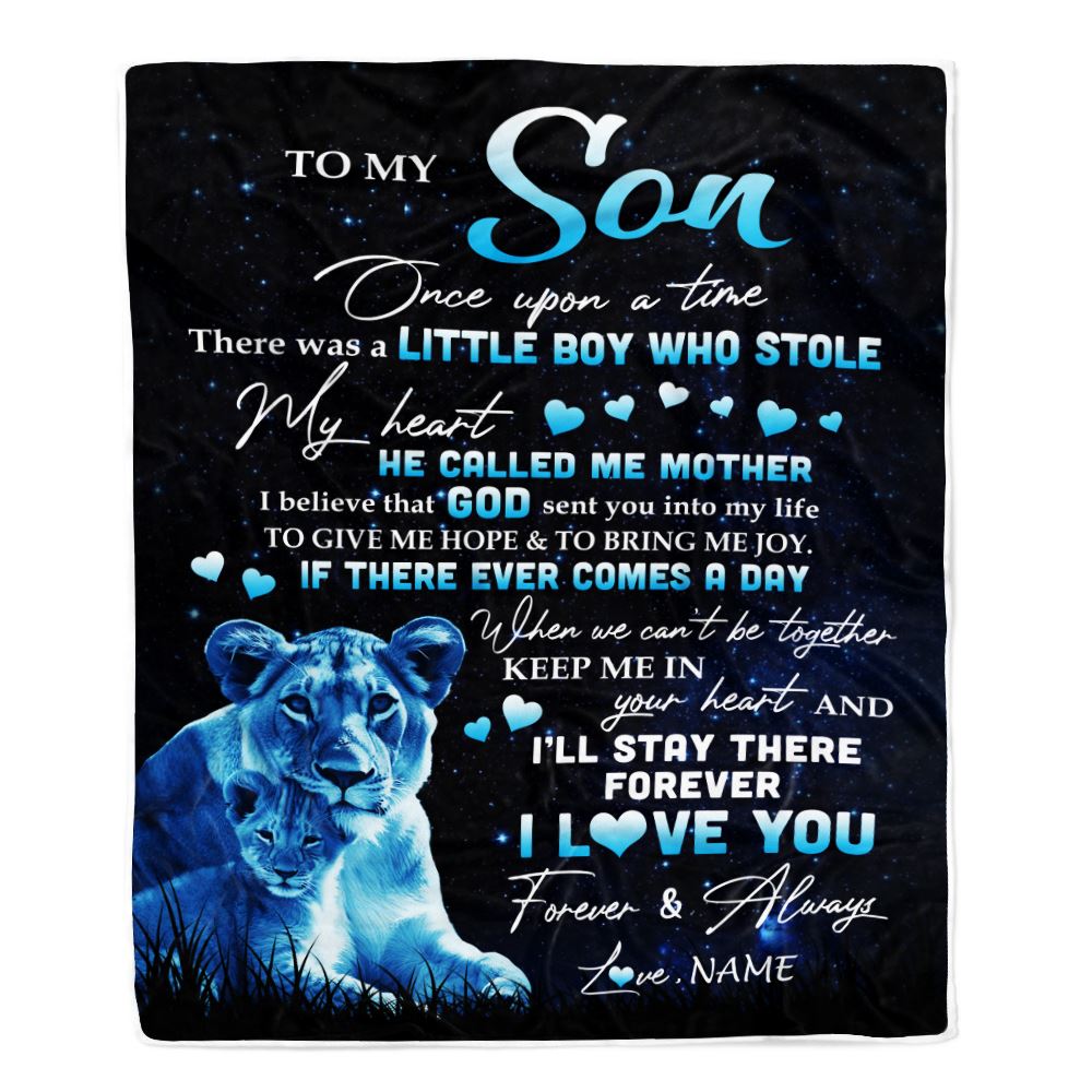 Personalized To My Son Lion Blanket From Mom Mother I'll Stay There Forever Son Birthday Graduation Christmas Customized Bed Quilt Fleece Throw Blanket | siriusteestore