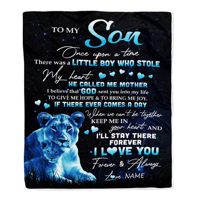 Personalized To My Son Lion Blanket From Mom Mother I'll Stay There Forever Son Birthday Graduation Christmas Customized Bed Quilt Fleece Throw Blanket | siriusteestore