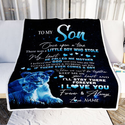 Personalized To My Son Lion Blanket From Mom Mother I'll Stay There Forever Son Birthday Graduation Christmas Customized Bed Quilt Fleece Throw Blanket | siriusteestore