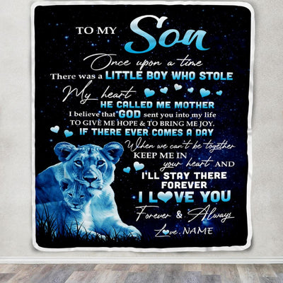 Personalized To My Son Lion Blanket From Mom Mother I'll Stay There Forever Son Birthday Graduation Christmas Customized Bed Quilt Fleece Throw Blanket | siriusteestore