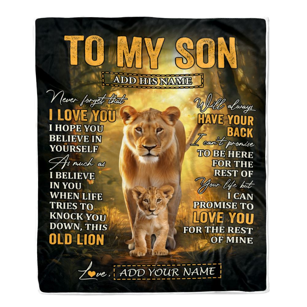 Personalized To My Son Lion Blanket From Mom Mother Never Forget That I Love You Son Birthday Gifts Graduation Christmas Customized Fleece Throw Blanket | siriusteestore