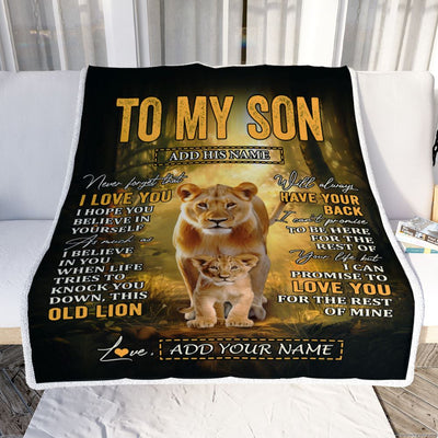 Personalized To My Son Lion Blanket From Mom Mother Never Forget That I Love You Son Birthday Gifts Graduation Christmas Customized Fleece Throw Blanket | siriusteestore