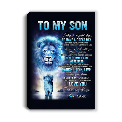 Personalized To My Son Lion Canvas From Dad Father Every Day Laugh Love Live Son Birthday Gifts Graduation Christmas Custom Wall Art Print Framed Canvas | siriusteestore