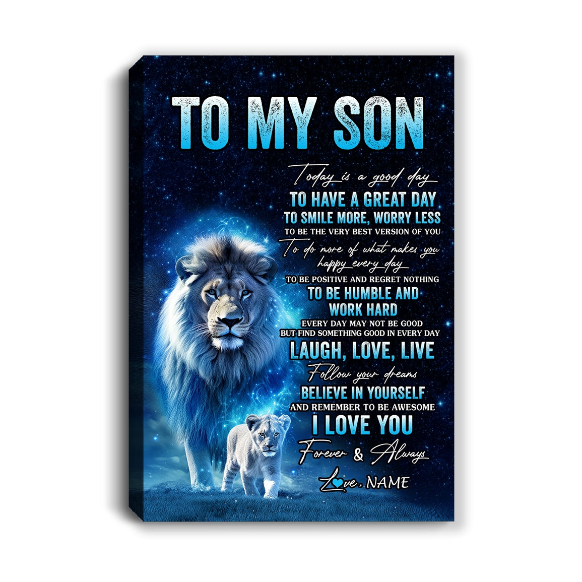 Personalized To My Son Lion Canvas From Dad Father Today Is A Good Day Son Gifts Birthday Graduation Christmas Custom Wall Art Print Framed Canvas | siriusteestore